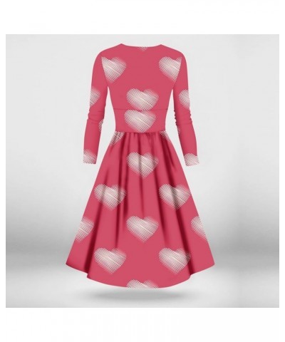 Valentines Day Dresses for Women Long Sleeve Cocktai Swing Party Prom Dress Heart Print Cosplay Costumes Outfits 00f-pink $11...