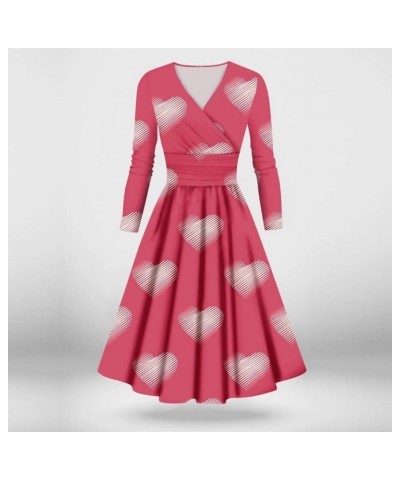 Valentines Day Dresses for Women Long Sleeve Cocktai Swing Party Prom Dress Heart Print Cosplay Costumes Outfits 00f-pink $11...