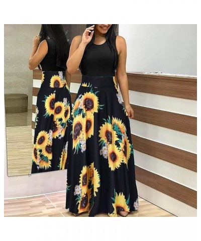 Summer Dresses for Women 2024,graduation dress for women Formal Floral Printed Short Sleeve Plus Size Summer Dresses Ee-black...