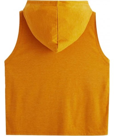 Women's Summer Sleeveless Hooded Tank Top T-Shirt for Athletic Exercise Relaxed Breathable Solid Yellow $14.49 Tanks