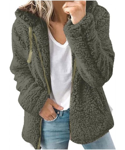 Fleece Jacket for Women Winter Warm Sherpa Teddy Coat Fuzzy Zip Up Coats Loose Casual Hoodies Sweatshirts 2023 09 Army Green ...