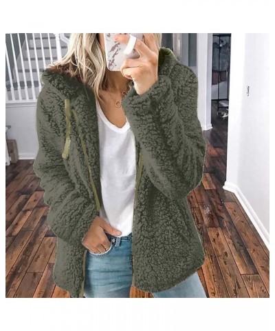 Fleece Jacket for Women Winter Warm Sherpa Teddy Coat Fuzzy Zip Up Coats Loose Casual Hoodies Sweatshirts 2023 09 Army Green ...