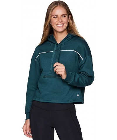 Active Women's Relaxed Lightweight Fleece Hoodie Sweatshirt With Zip Pocket Teal $13.38 Activewear