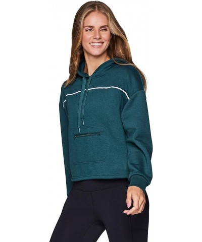 Active Women's Relaxed Lightweight Fleece Hoodie Sweatshirt With Zip Pocket Teal $13.38 Activewear