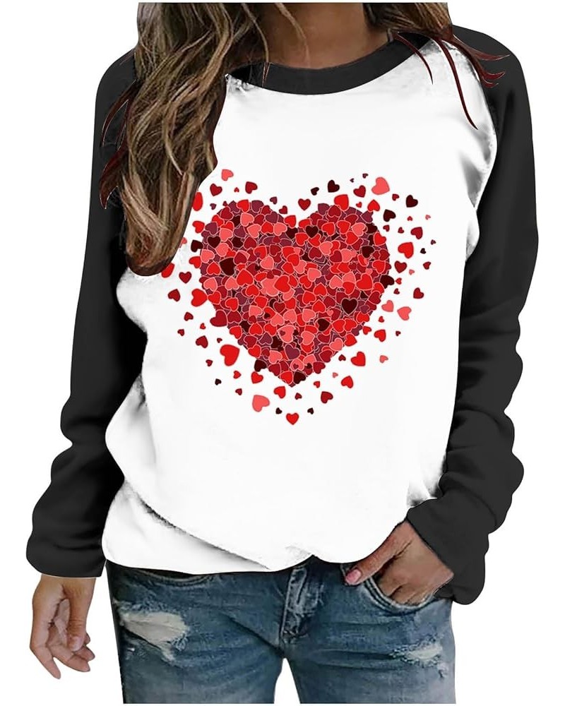 Women 2024 Valentine's Day Sweatshirt Love Heart Leopard Grahic Print Hoodies Long Sleeve Trendy Pullover Sweater G08 Black $...