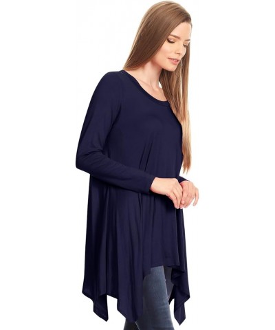 Women's Solid Casual Comfy Short Sleeve Jersey Knit A-Line Midi Dress Hdr00044 Navy $15.65 Dresses