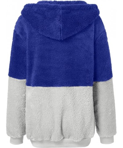 Womens Winter Oversized Hoodies Zip Up Sweatshirts Fuzzy Fleece Pullover Fluffy Outerwear With Pockets 12-blue $4.40 Blouses