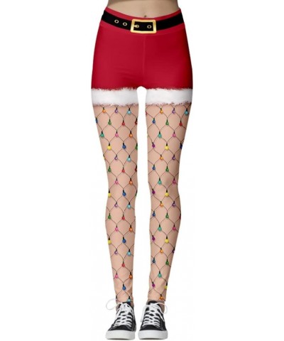 Womens Funny Printed Ugly Christmas Leggings Santa Claus Snowman Deer Holiday High Waist Slim Fit Xmas Tights Pants Red-bubs ...