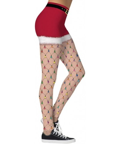 Womens Funny Printed Ugly Christmas Leggings Santa Claus Snowman Deer Holiday High Waist Slim Fit Xmas Tights Pants Red-bubs ...