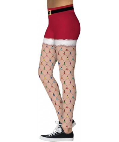 Womens Funny Printed Ugly Christmas Leggings Santa Claus Snowman Deer Holiday High Waist Slim Fit Xmas Tights Pants Red-bubs ...