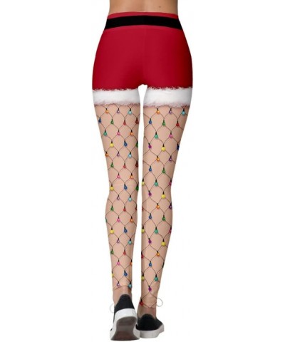 Womens Funny Printed Ugly Christmas Leggings Santa Claus Snowman Deer Holiday High Waist Slim Fit Xmas Tights Pants Red-bubs ...