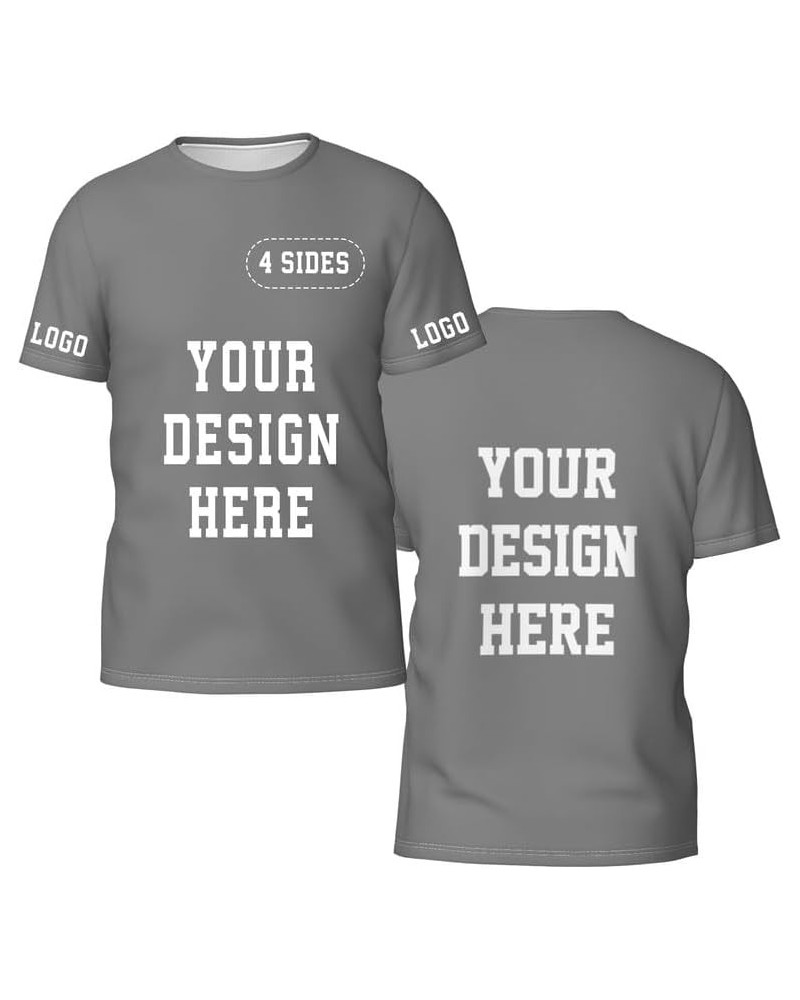 Custom T Shirts for Men Personalized Shirts Custom Shirts Design Your Own Adult Grey $5.88 Tops