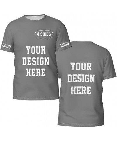 Custom T Shirts for Men Personalized Shirts Custom Shirts Design Your Own Adult Grey $5.88 Tops