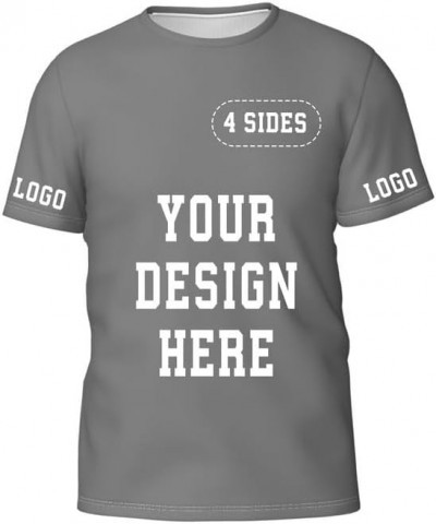 Custom T Shirts for Men Personalized Shirts Custom Shirts Design Your Own Adult Grey $5.88 Tops