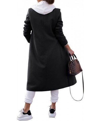 Women's Double Breasted Pea Coat Lapel Wool Blend Long Trench Jacket Winter Elegant Overcoat Outwear 1-black $40.32 Coats