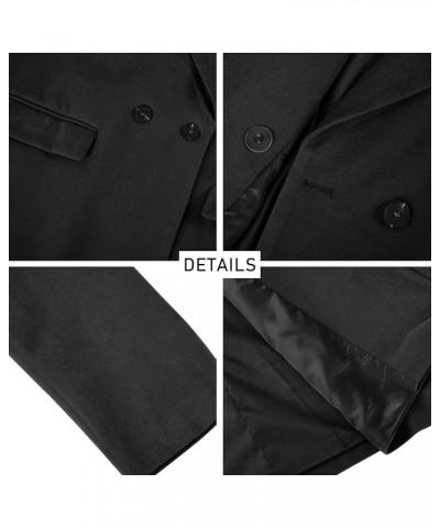 Women's Double Breasted Pea Coat Lapel Wool Blend Long Trench Jacket Winter Elegant Overcoat Outwear 1-black $40.32 Coats