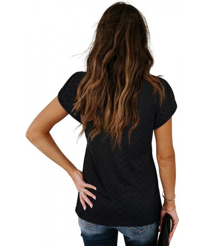 Women's T-Shirt V Neck Summer Eyelet Petal Sleeve Dressy Casual Tops 1-black $16.11 T-Shirts