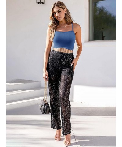 Womens Rhinestone Fringe Cami Nashville Crop Tops Sparkly Y2K Spaghetti Glitter Tassel Sleeveless Cropped Tank Tops Blue $14....