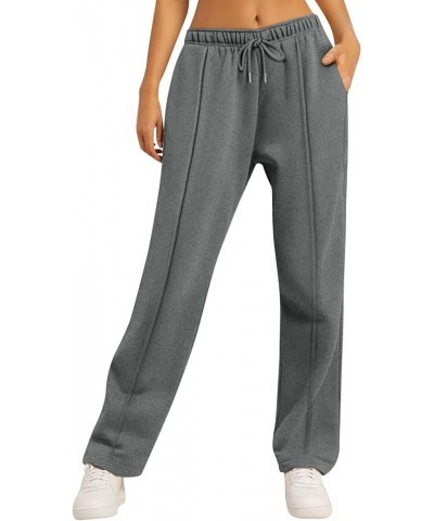 Baggy Wide Leg Sweatpants for Women Fleece High Waist Joggers with Pockets Lightweight Comfy Drawstring Sweat Pants E006-gray...