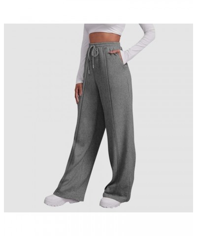 Baggy Wide Leg Sweatpants for Women Fleece High Waist Joggers with Pockets Lightweight Comfy Drawstring Sweat Pants E006-gray...