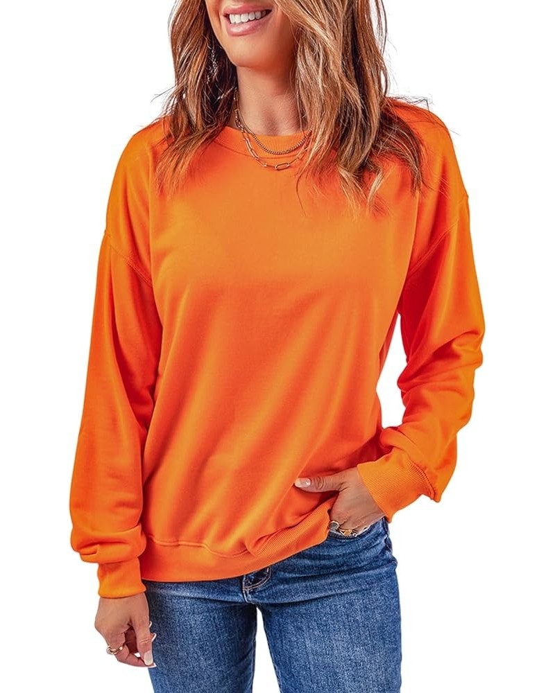 Women's 2024 Casual Sweatshirts Long Sleeve Crewneck Pullover Tops Fashion Hoodies Holiday Sequin Mardi Gras A-solid Orange $...