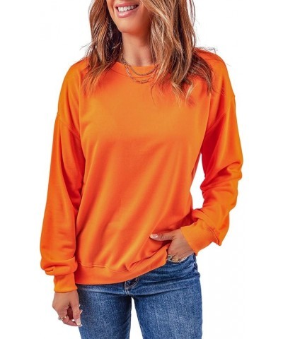 Women's 2024 Casual Sweatshirts Long Sleeve Crewneck Pullover Tops Fashion Hoodies Holiday Sequin Mardi Gras A-solid Orange $...