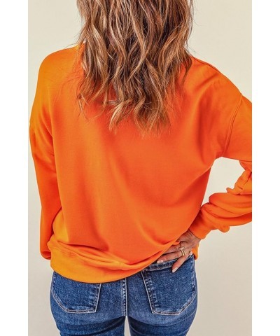 Women's 2024 Casual Sweatshirts Long Sleeve Crewneck Pullover Tops Fashion Hoodies Holiday Sequin Mardi Gras A-solid Orange $...