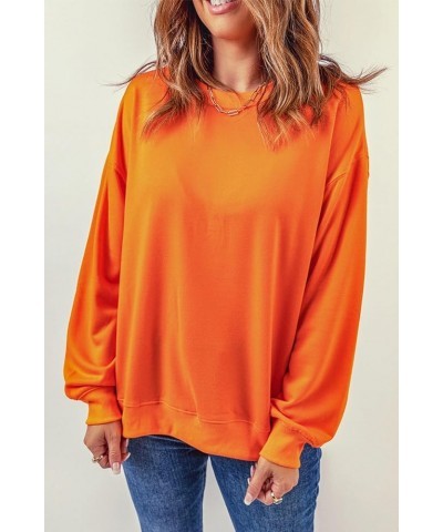 Women's 2024 Casual Sweatshirts Long Sleeve Crewneck Pullover Tops Fashion Hoodies Holiday Sequin Mardi Gras A-solid Orange $...