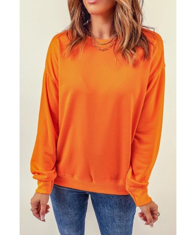 Women's 2024 Casual Sweatshirts Long Sleeve Crewneck Pullover Tops Fashion Hoodies Holiday Sequin Mardi Gras A-solid Orange $...