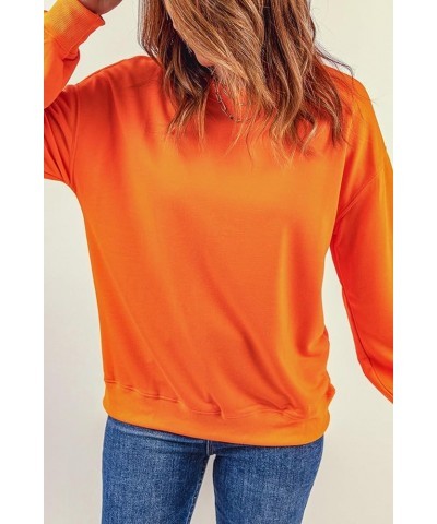 Women's 2024 Casual Sweatshirts Long Sleeve Crewneck Pullover Tops Fashion Hoodies Holiday Sequin Mardi Gras A-solid Orange $...