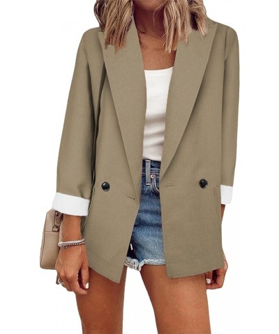 Womens Work Casual Oversized Blazers Long Sleeve Open Front Office Business Jackets Short Khaki $16.80 Blazers