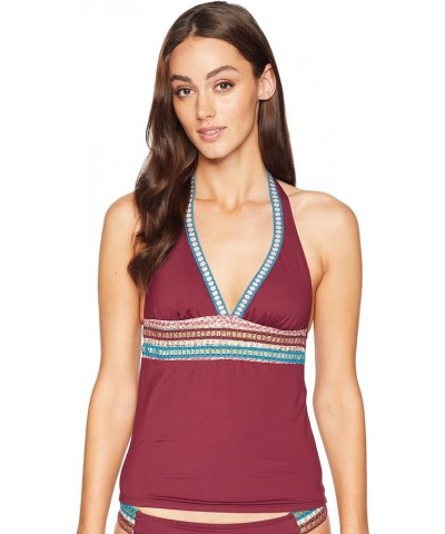 Rouched Front Halter Tankini Swimsuit Top Mahogany $22.23 Swimsuits