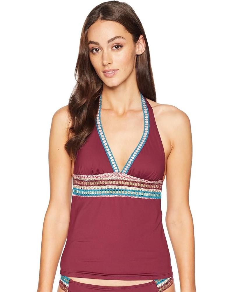 Rouched Front Halter Tankini Swimsuit Top Mahogany $22.23 Swimsuits