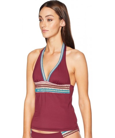 Rouched Front Halter Tankini Swimsuit Top Mahogany $22.23 Swimsuits