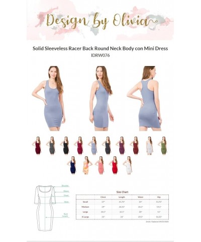 Women's Basic Sleeveless Racerback Round Neck Bodycon Mini Dress Eggplant $9.62 Dresses