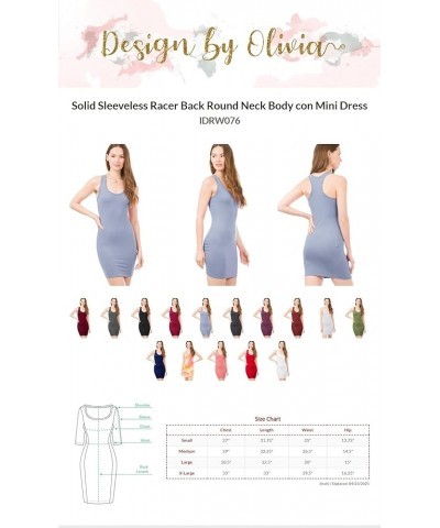 Women's Basic Sleeveless Racerback Round Neck Bodycon Mini Dress Eggplant $9.62 Dresses