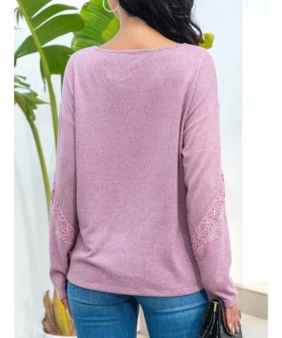 Womens Tunic Tops Tie Front: Long Sleeve Shirts V Neck Lightweight Knit Sweatshirt Solid Color Casual Top for Women Pink $15....