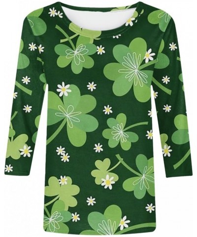 Womens St Pattys Day T Shirt Irish Lucky Clover Print Shirts Tops Loose Fit Fashion Casual 3/4 Sleeve Blouses G07 Green $6.87...