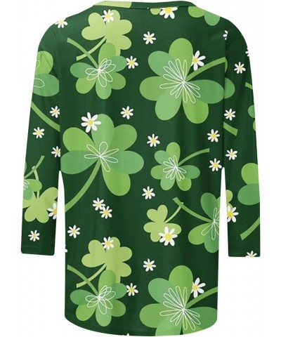 Womens St Pattys Day T Shirt Irish Lucky Clover Print Shirts Tops Loose Fit Fashion Casual 3/4 Sleeve Blouses G07 Green $6.87...