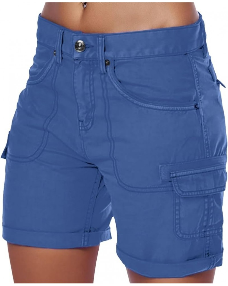 Shorts for Women Casual Summer Beach Solid Color Cargo Shorts Casual Elastic Waist Comfy Vacation Beach Shorts with Pockets Y...