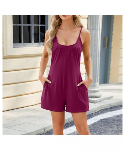 Womens Rompers Jumpsuits Casual Summer Outfits Sleeveless Shorts Overalls Jumpers with Pockets Tummy Control Clothes A01(jump...