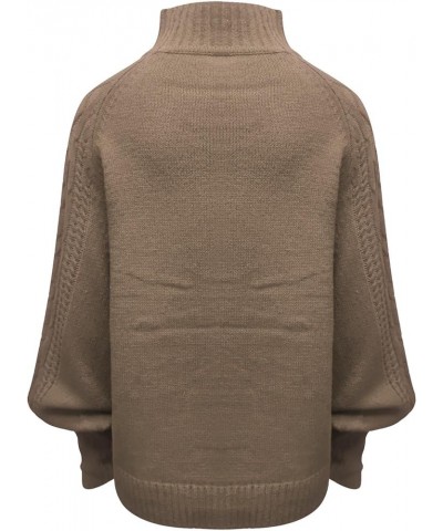 Cable Knit Sweater Women Fall Fashion 2023 Crewneck Sweatshirts Long Lantern Sleeve Tops Comfy Lightweight Pullover Khaki $10...