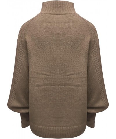 Cable Knit Sweater Women Fall Fashion 2023 Crewneck Sweatshirts Long Lantern Sleeve Tops Comfy Lightweight Pullover Khaki $10...