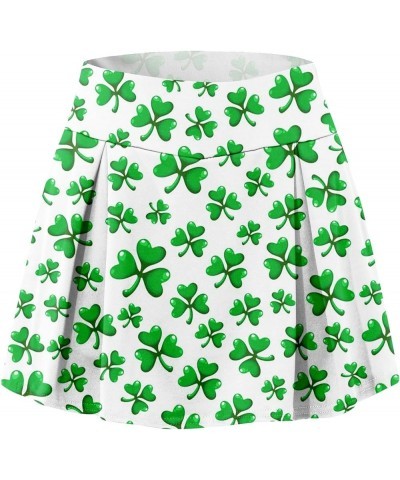 Shorts for Women St. Patrick's Day Printed Casual Athletic Running Yoga Tennis Golf Skort Gym Shorts Pleated Skirt 01-turquoi...