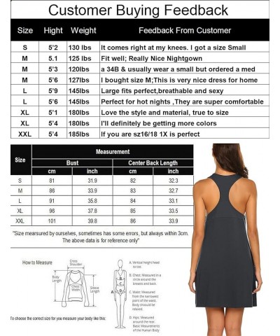 Sleepwear for Women Tank Nightgown Chemise Racerback Sleeveless Sleep Dress Dark Grey $12.15 Sleep & Lounge