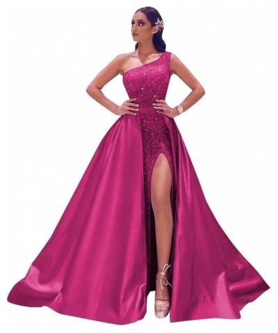 One Shoulder Prom Dresses Mermaid Sequin Ball Gowns Formal Evening Dress for Women,R39 Hot Pink $47.25 Dresses