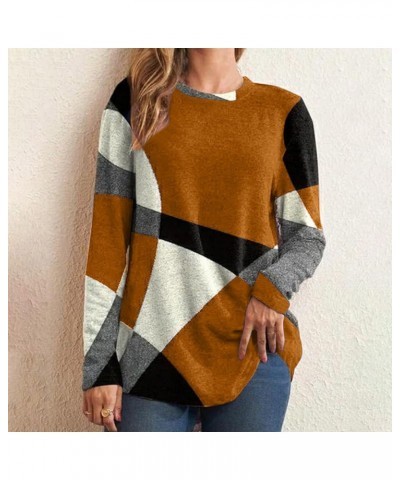 Plus Size Tops for Women Dressy Casual Geometric Print Crewneck Sweatshirts Loose Fashion Fall Long Sleeve Shirts Orange $5.4...