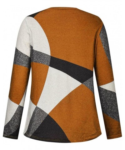 Plus Size Tops for Women Dressy Casual Geometric Print Crewneck Sweatshirts Loose Fashion Fall Long Sleeve Shirts Orange $5.4...