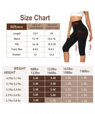 Women's Knee Length Leggings-High Waisted Capri Pants Biker Shorts for Women Yoga Workout Exercise Short Casual Summer 10-bla...