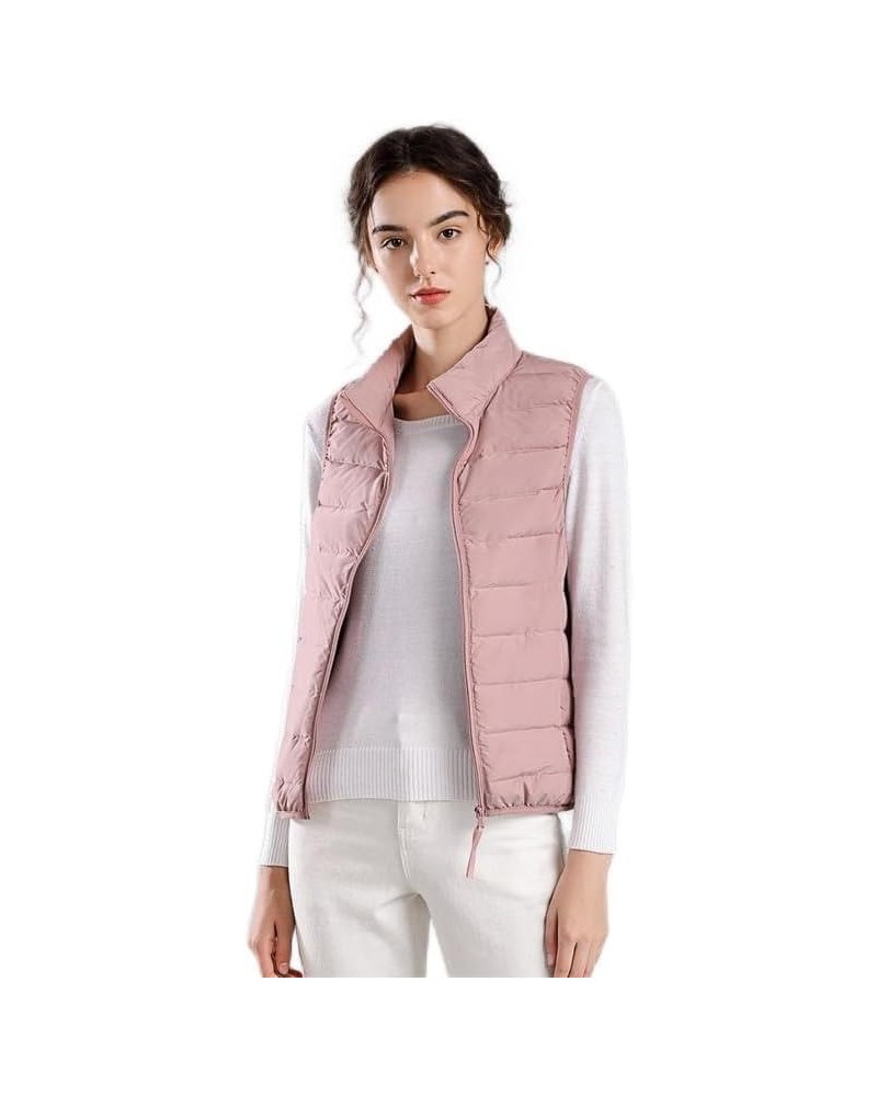 Winter Puffer Vest Women Lightweight Sleeveless Down Vest Stand Collar Womens Vests Outerwear Zip up Padded Gielt Pink $19.50...